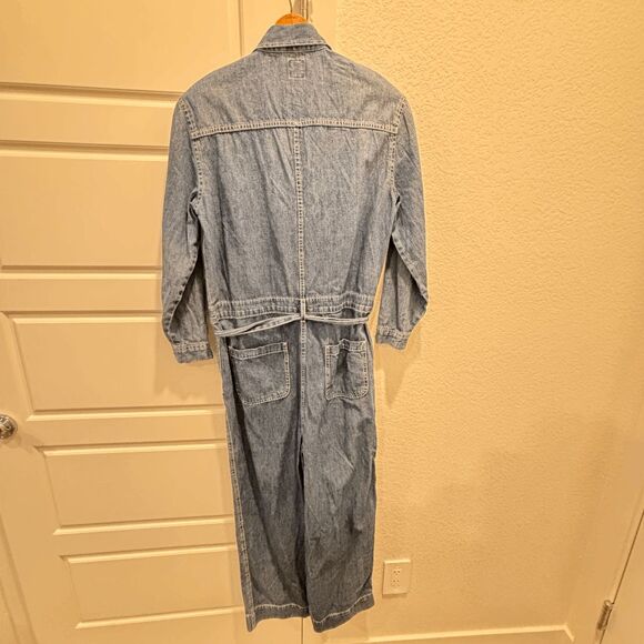 Vintage Gap Denim Full Bodysuit Jumper Women's Size 4 Tie Belt 80s 90s Fashion - Picture 5 of 8
